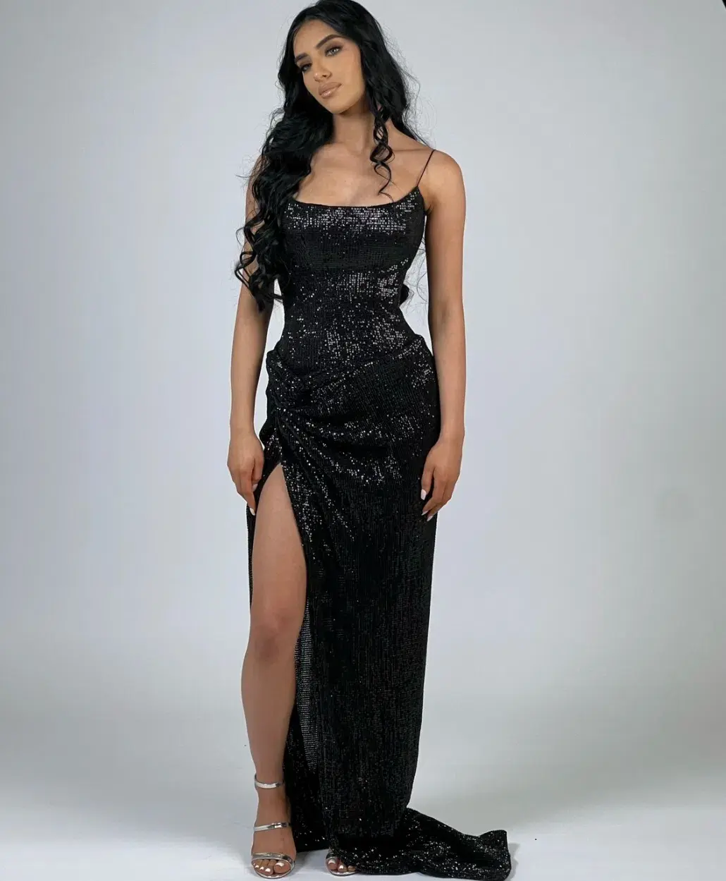Lia Stublla Black Sequin Gown Size S/AU 8  - Image 2