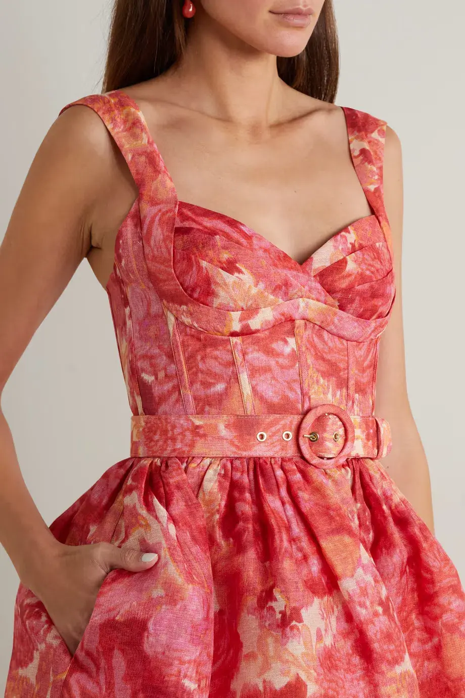 Zimmermann High Tide Mini Dress Pink Ikat Floral Size 2 / AU 12 - Image 2
