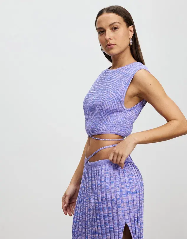 Christopher Esber Sleeveless Crop & Pleated Knit Tie Skirt Set Size S/Au 8 - Image 3