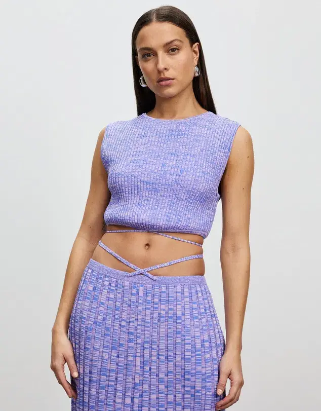 Christopher Esber Sleeveless Crop & Pleated Knit Tie Skirt Set Size S/Au 8 - Image 2