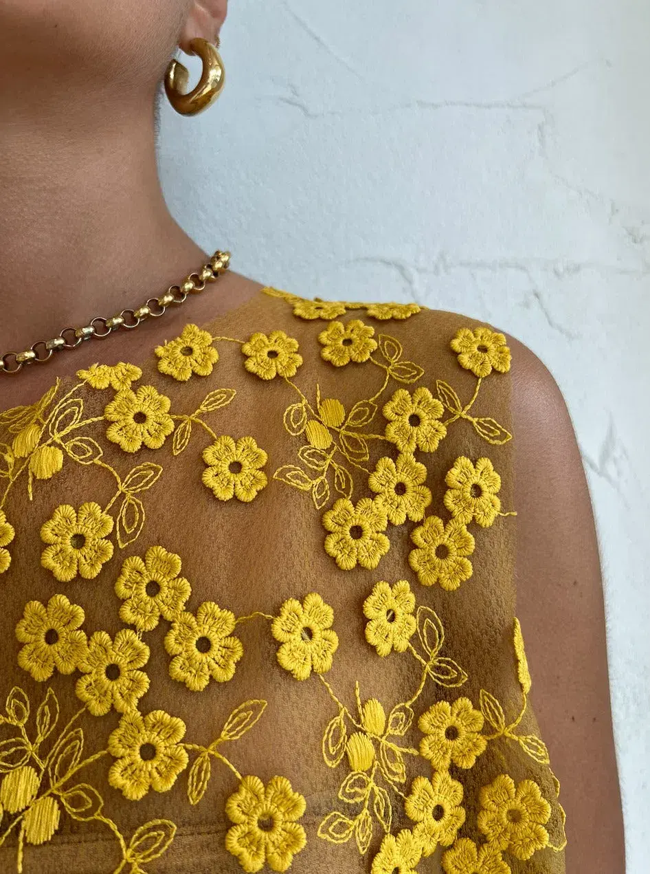 Rumer Rosella Crop and Skirt Set in Yellow Size 6 - Image 4