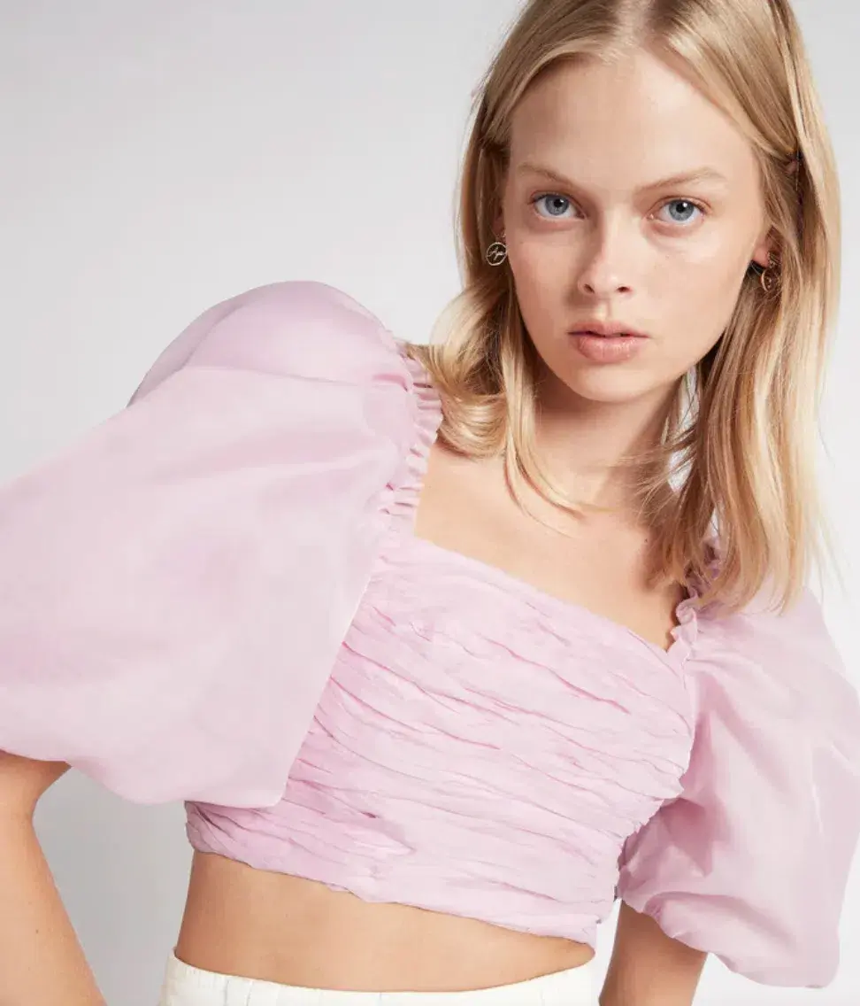 Aje Myriad Puff Sleeve Cropped Top Lilac Size 8 / S - Image 4