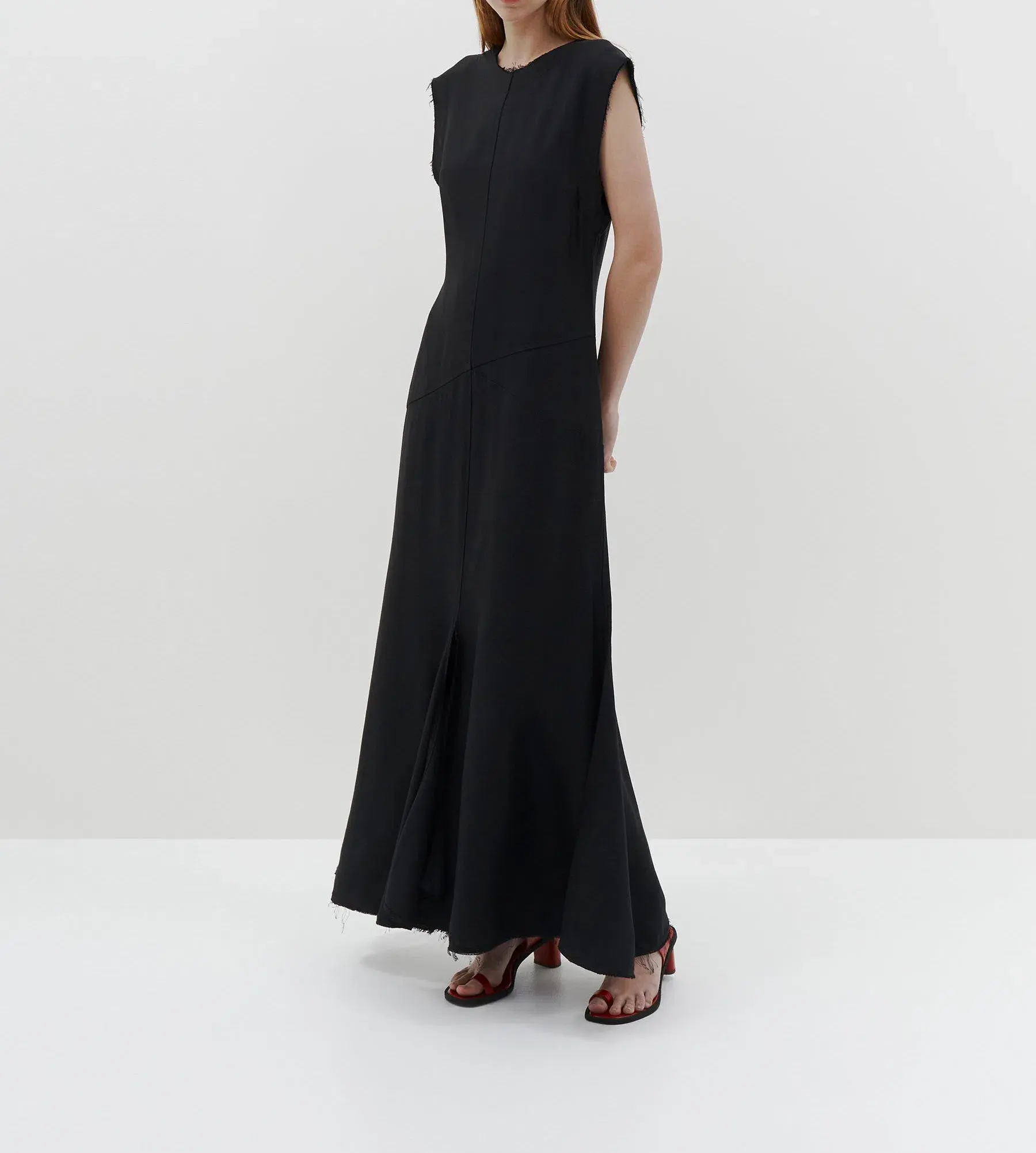 Bassike Viscose Raw Detail Dress Black Size 00 / Au 6 - Image 1