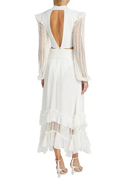 PatBO Plunge Lace Sleeve Maxi Dress White Size M / Au 10 - Image 2