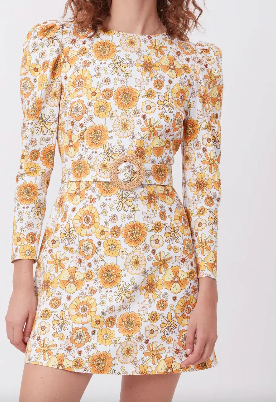 Torannce Edie Mini Dress Vintage Floral Yellow Size AU 8 - Image 3
