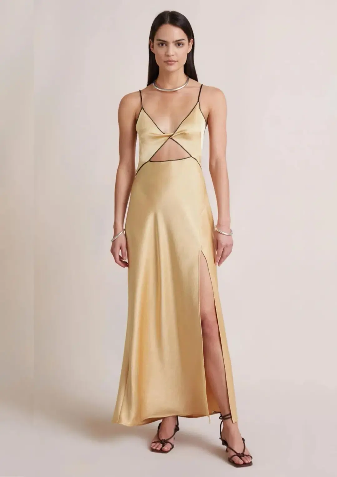 Bec & Bridge Hazel Maxi Dress Wheat Gold Size AU 12 for rent on The Volte - main image