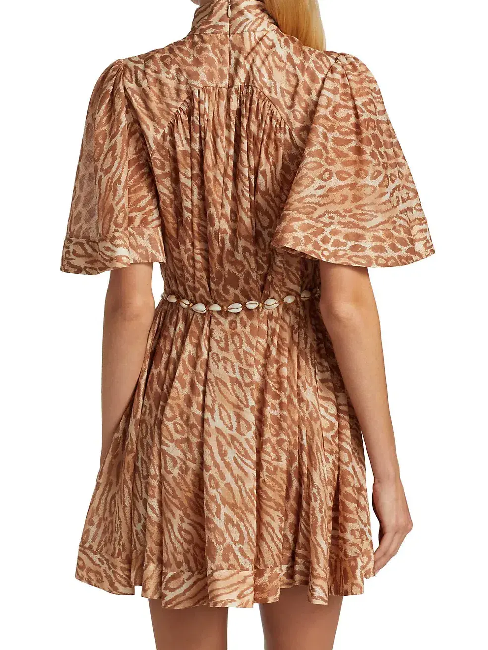 Zimmermann Tropicana Flutter Sleeve Mini Dress Brown Size 1 / AU 10 - Image 3