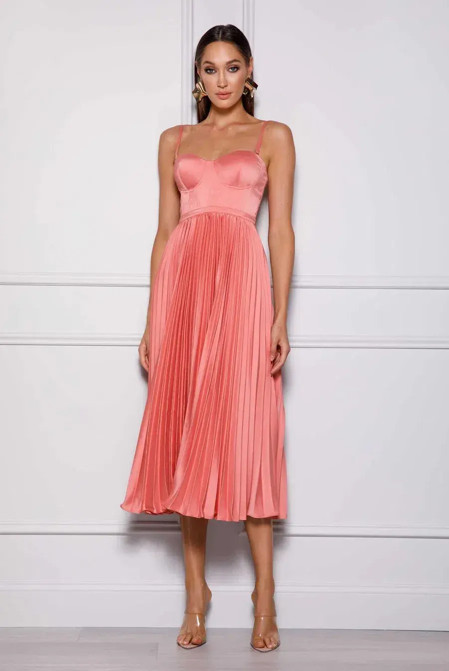 Elle Zeitoune Milan dress in watermelon Pink AU Size 16 for rent on The Volte - main image