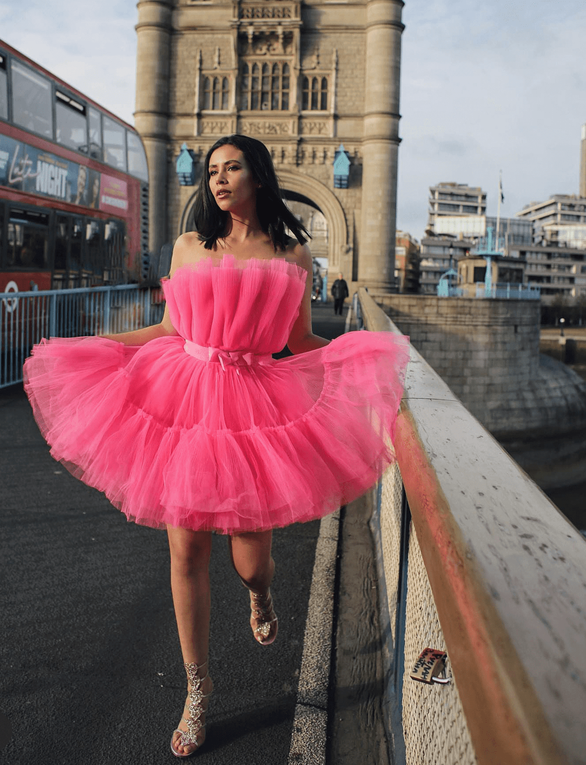 Giambattista Valli Pink Flared Tulle Dress Size 10 - Image 5