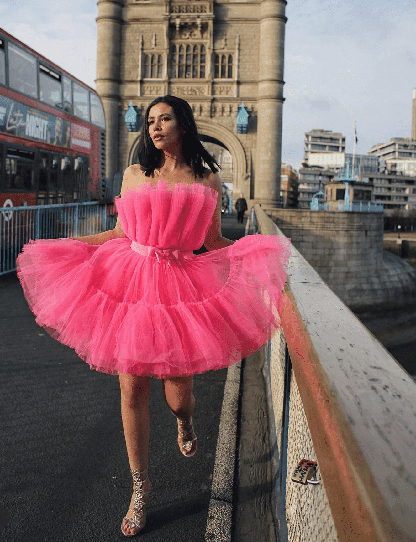 Giambattista Valli Pink Flared Tulle Dress Size 10 - Image 5