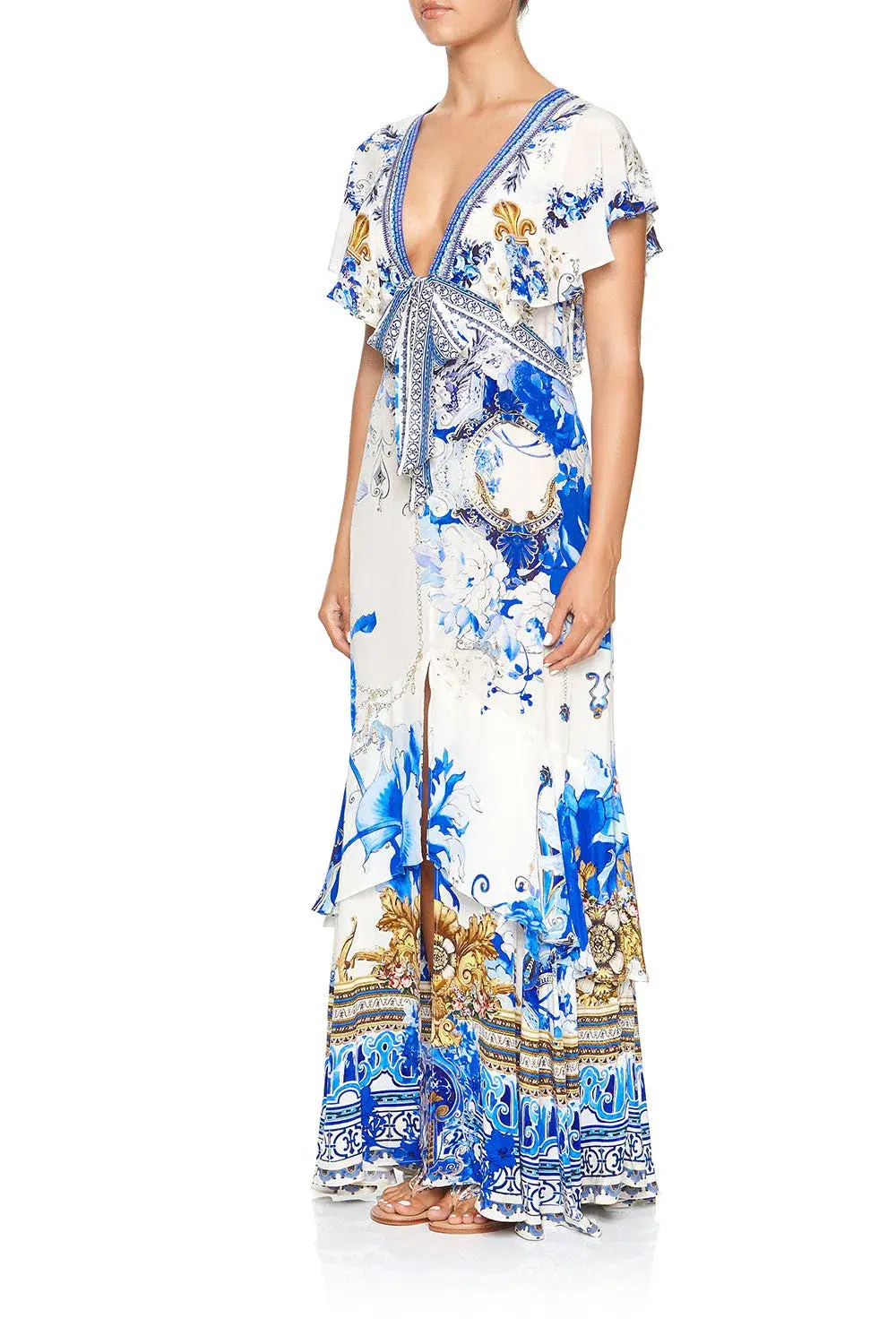 Camilla Saint Germaine Tie Front Maxi Dress with Split Size 8 - Image 3