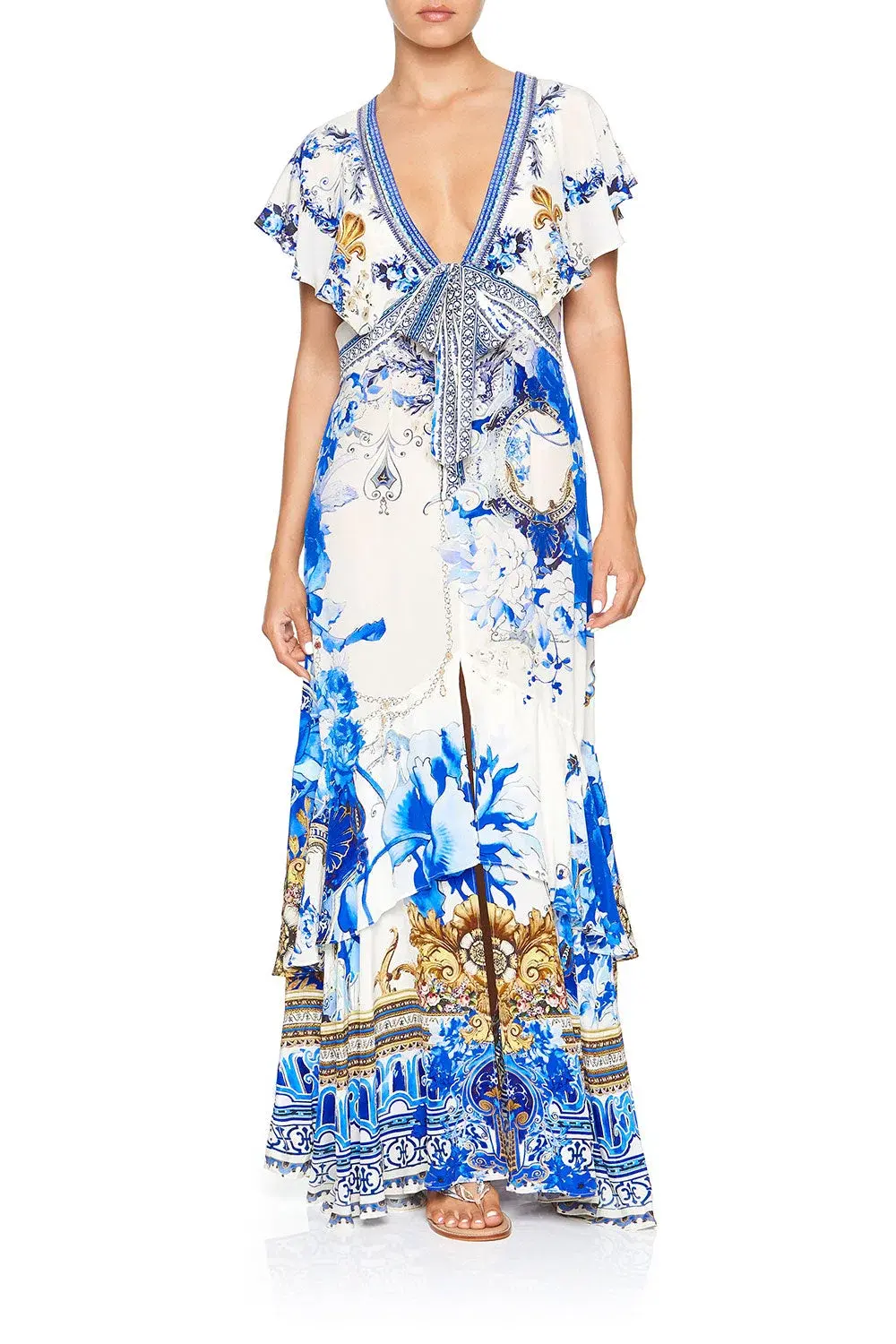 Camilla Saint Germaine Tie Front Maxi Dress with Split Size 8 - Image 1