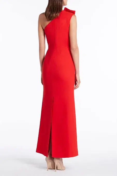 Carla Zampatti Diana Asymmetric Gown Red Size 10 - Image 2