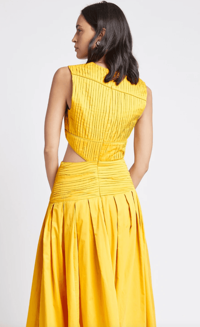Aje Cascade Cut Out Dress Yellow Size 8 - Image 3