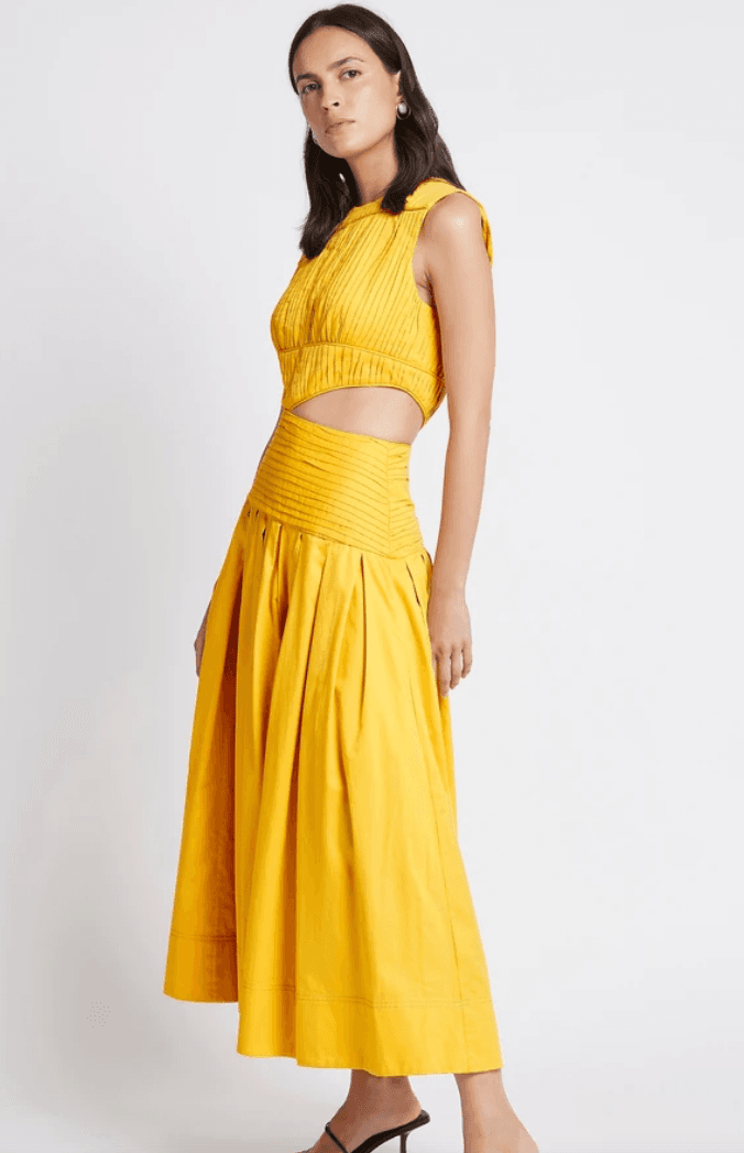 Aje Cascade Cut Out Dress Yellow Size 8 - Image 2