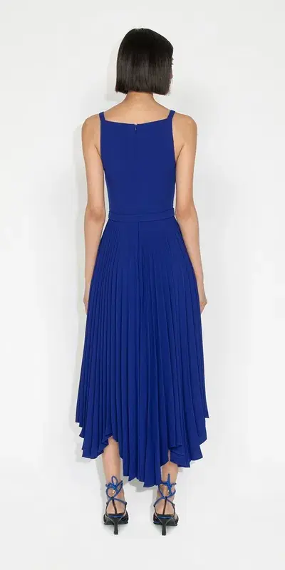 Cue Cobalt Pleated Midi Dress Blue Size 8 - Image 2