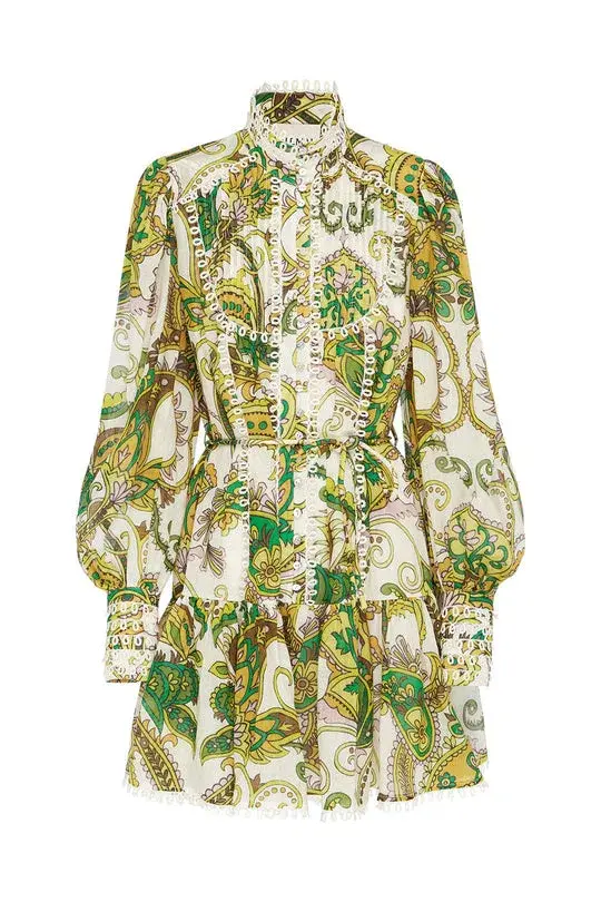 Alemais Octavia Ruffle Mini Dress Green Size 8 for rent on The Volte - main image