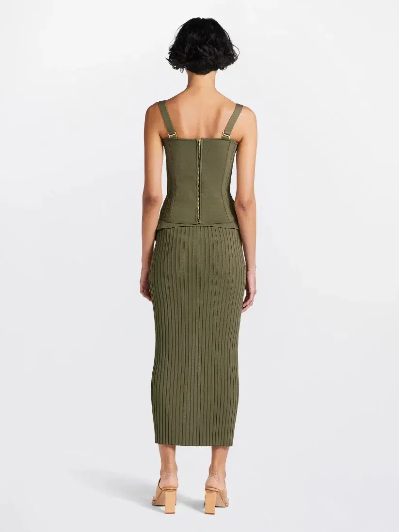 Dion Lee Laced Corset Bodice & Lace Up Eyelet Skirt Set in Moss Size M / Au 10 - Image 3