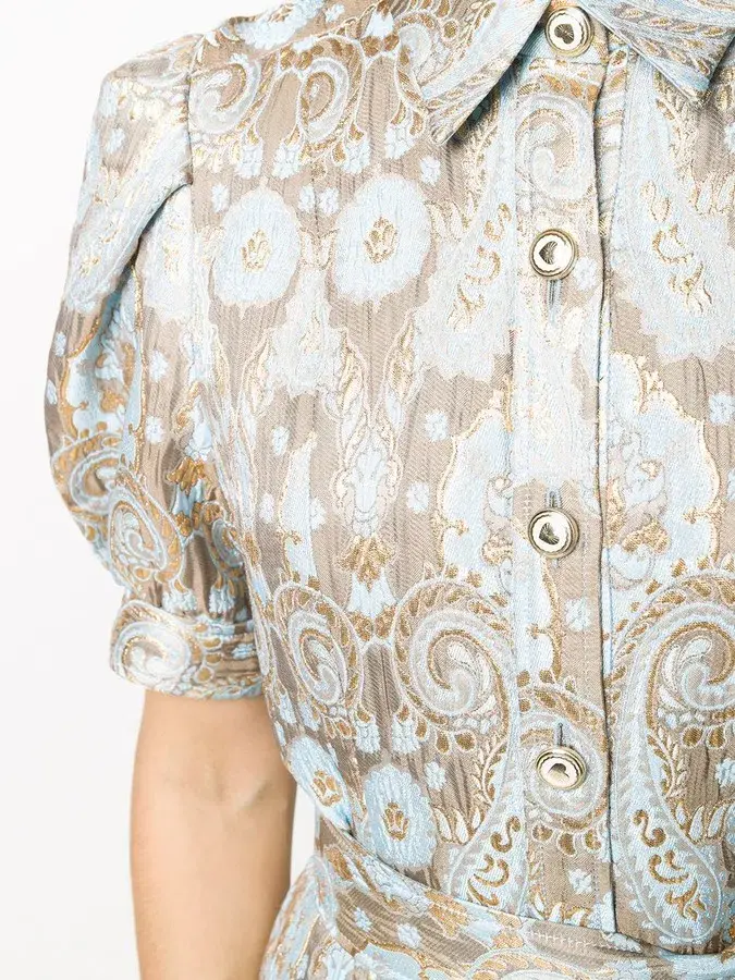 Sandro Paris Dorlan Dorlan Brocade Shirt Dress Print Size M / Au 10 - Image 4