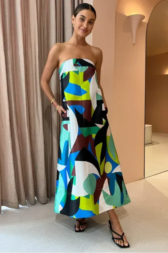 Manning Cartell Abstract Collage Strapless Dress in Multi Size 10 - Image 1