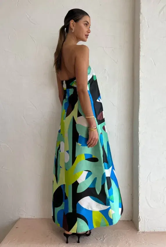 Manning Cartell Abstract Collage Strapless Dress in Multi Size 10 - Image 3