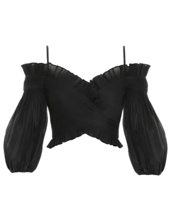 Zimmermann The Pleated Off Shoulder Top and Skirt Set Black Size 12 - Image 4