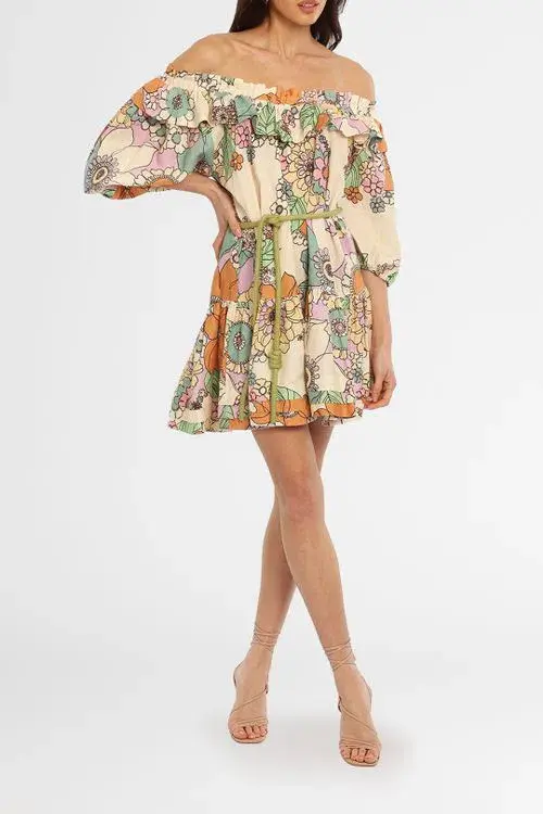 Alemais Exclusive Farrah Ruffle Mini Dress Print Size 6 - Image 3