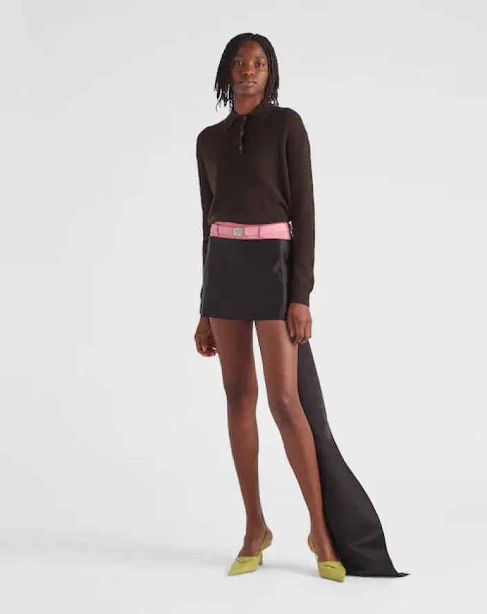 Prada Double Satin Mini Skirt Black Size 36/AU 8 - Image 1