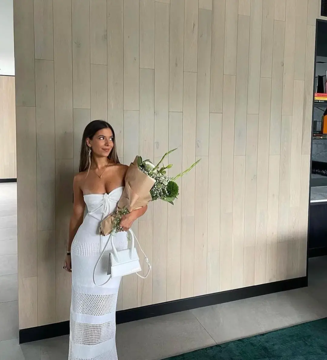 Manning Cartel Highly Strung Knit Halter Dress White Size 14 for rent on The Volte - main image