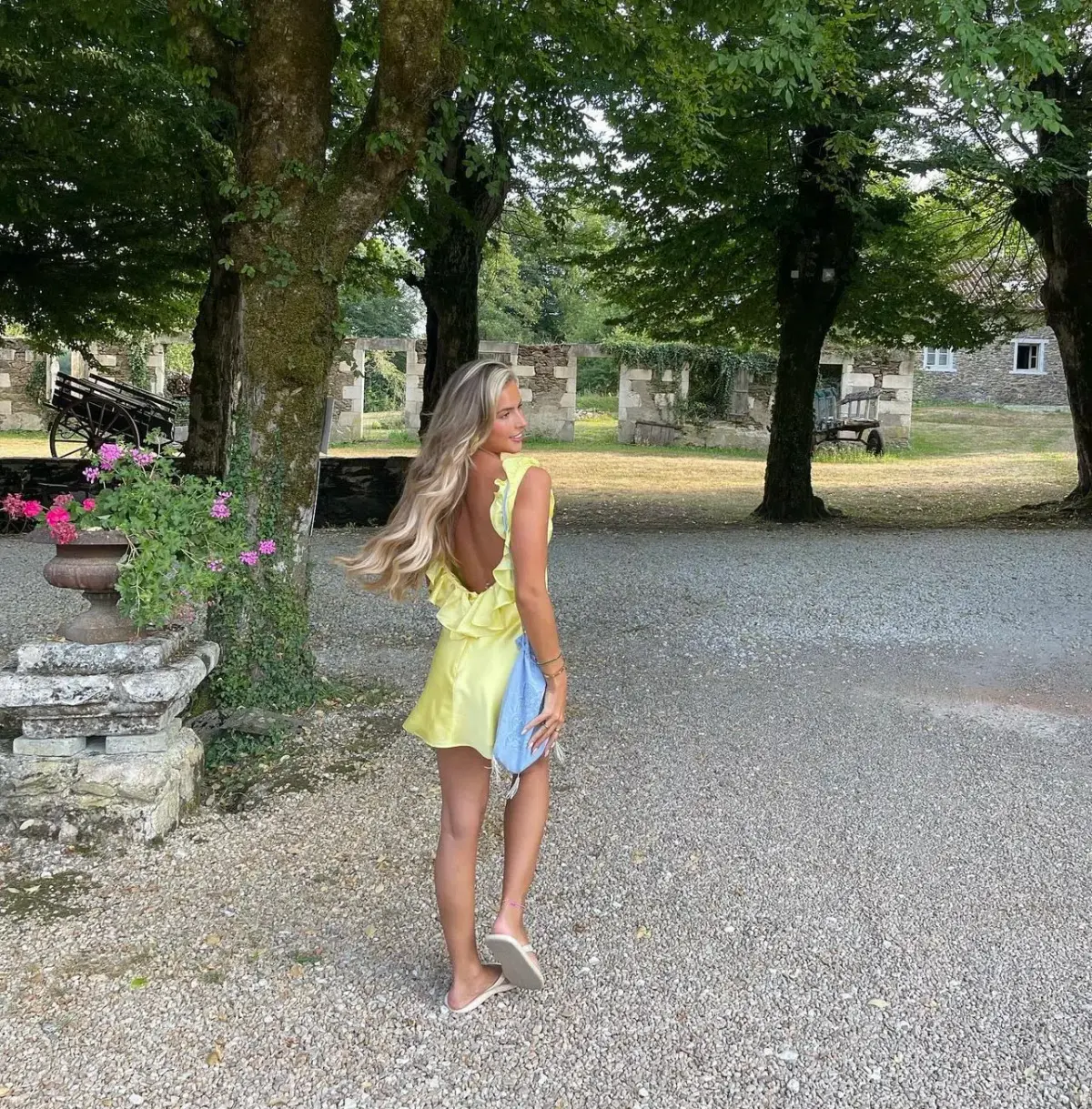 House of CB Tink Satin Ruffle Mini Dress Yellow Size 8 - Image 3