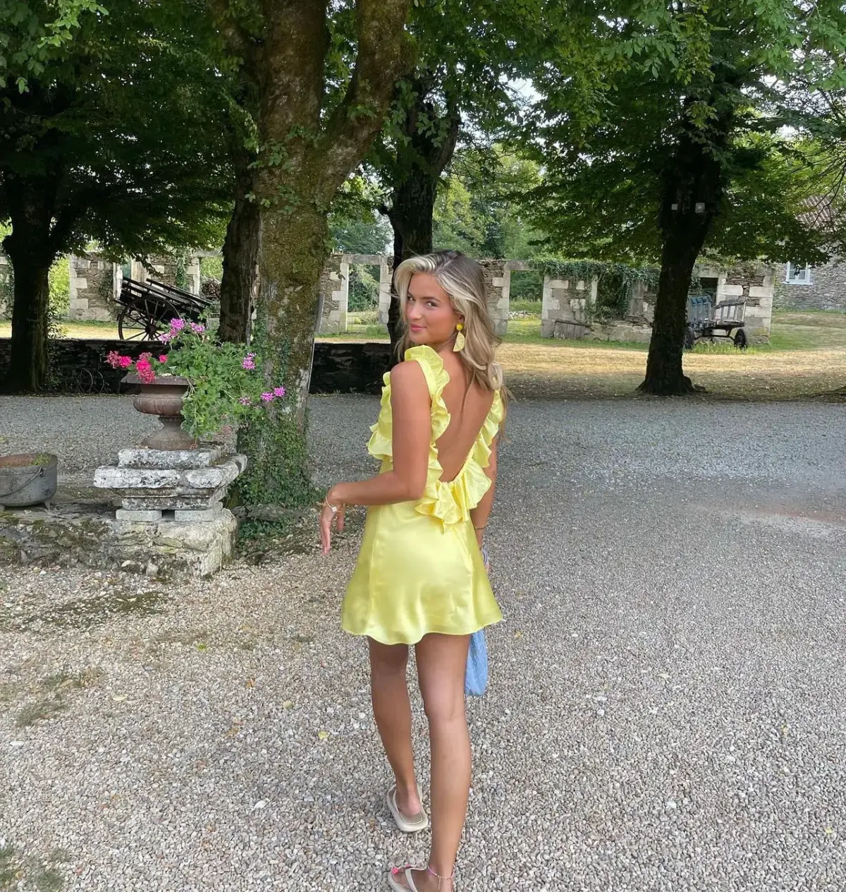 House of CB Tink Satin Ruffle Mini Dress Yellow Size 8 - Image 2