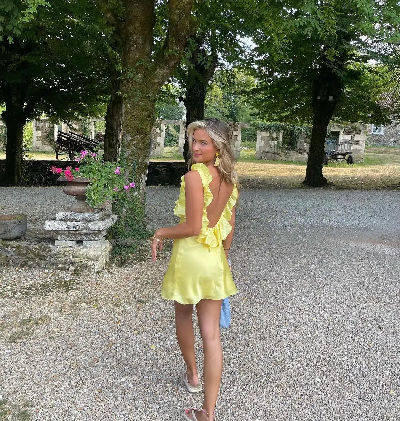 House of CB Tink Satin Ruffle Mini Dress Yellow Size 8 - Image 2