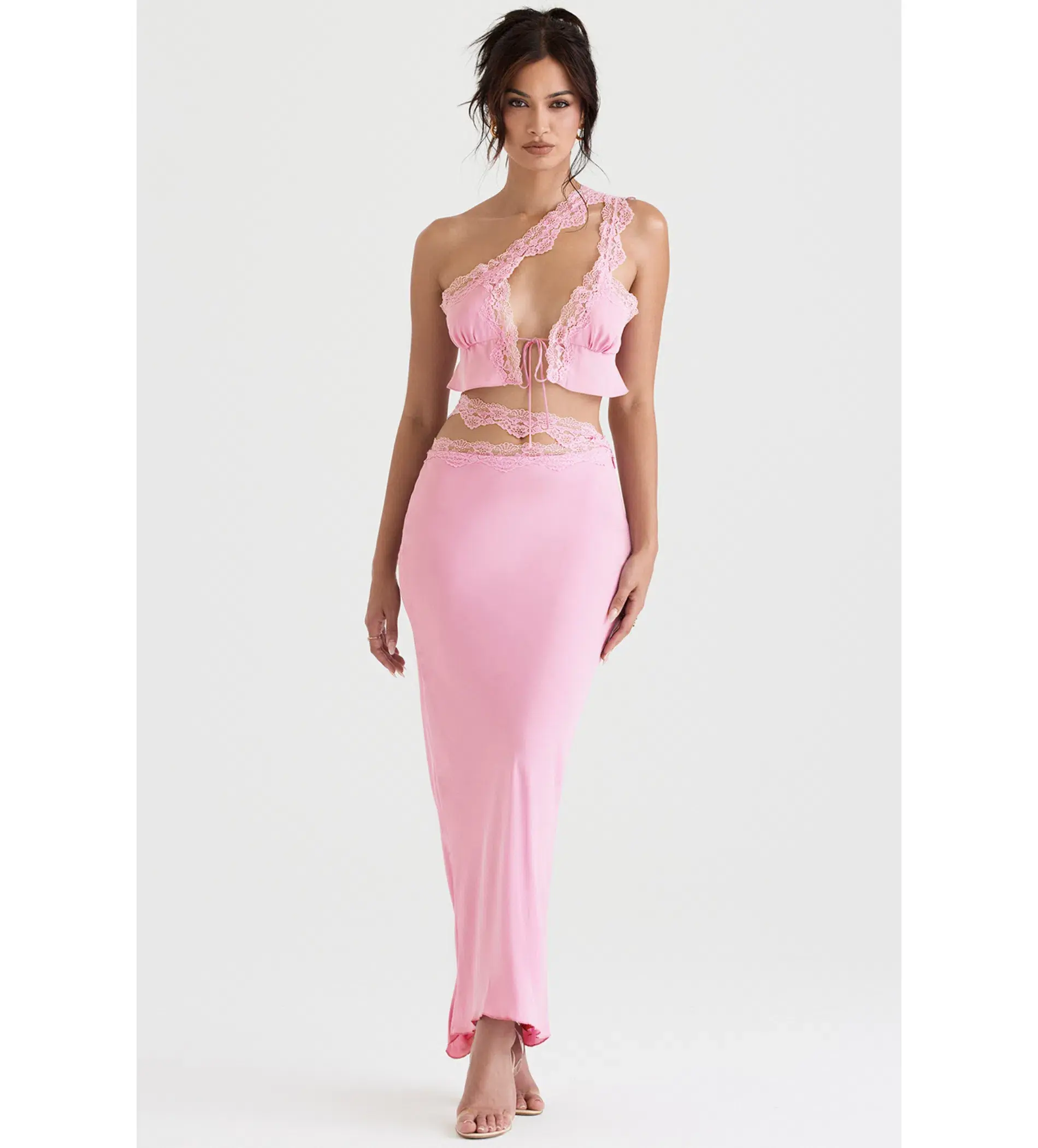 House of CB Lorena Cropped Top & Mathilda Maxi Skirt Set Pink Size 10  - Image 1