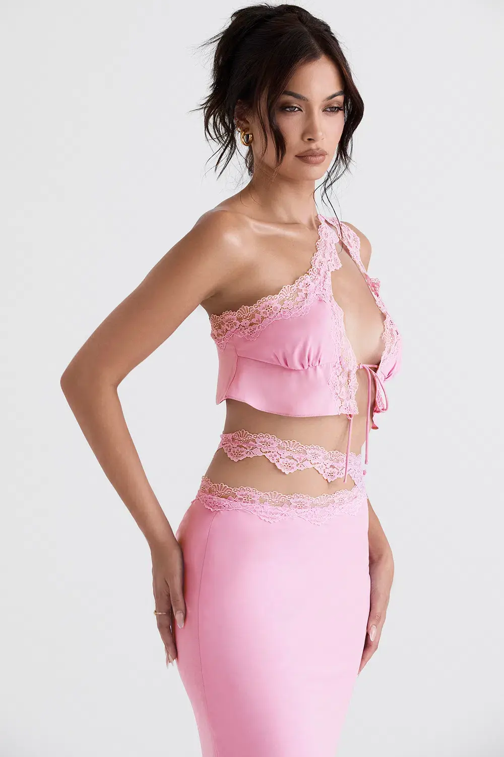 House of CB Lorena Cropped Top & Mathilda Maxi Skirt Set Pink Size 10  - Image 3