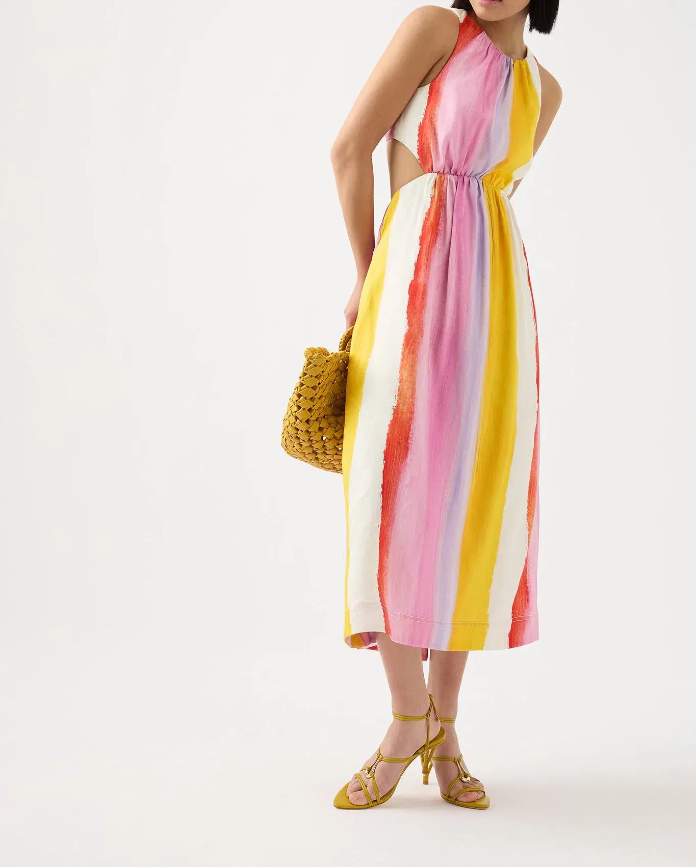 Aje Imagination Cut Out Midi Dress Multi Size 8 / S - Image 1
