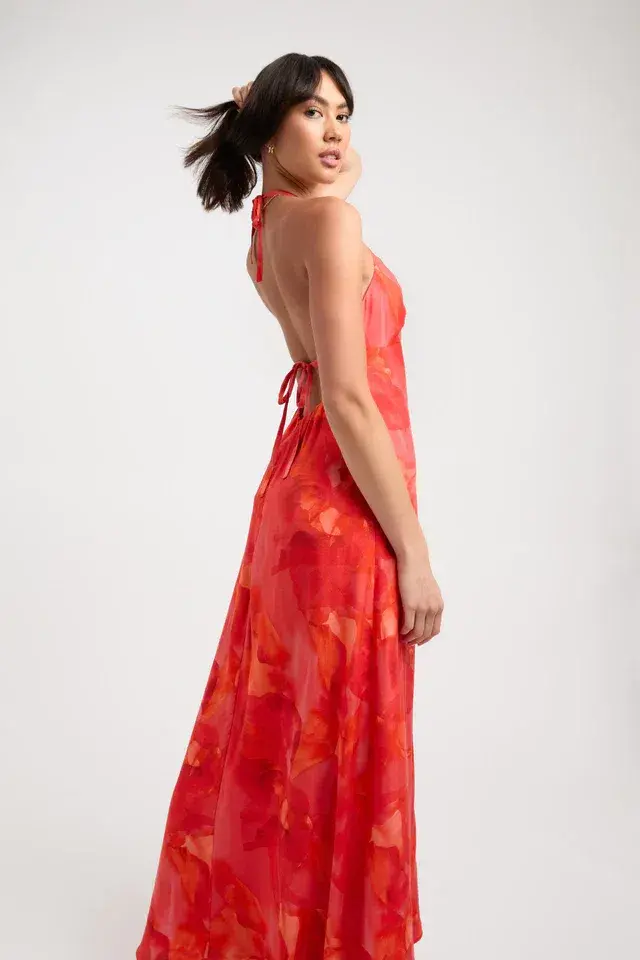 Kookai Zya Halter Maxi Dress Coral Red Size 36 / Au 8 - Image 2