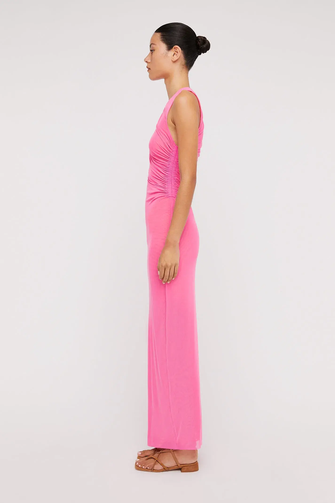 Scanlan Theodore Italian Mesh Gathered Dress Pink Size 4 / XXS - Image 2