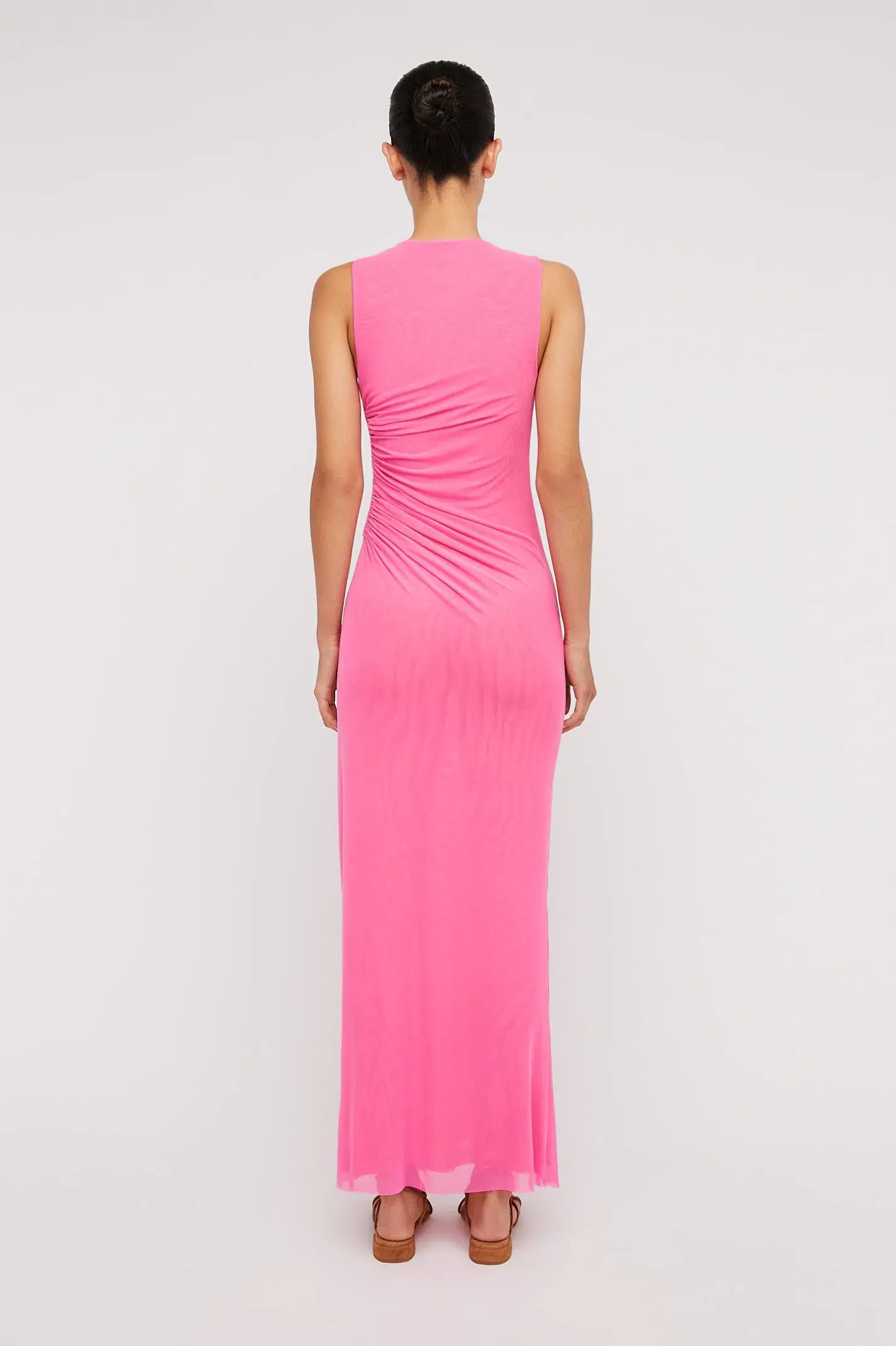 Scanlan Theodore Italian Mesh Gathered Dress Pink Size 4 / XXS - Image 3