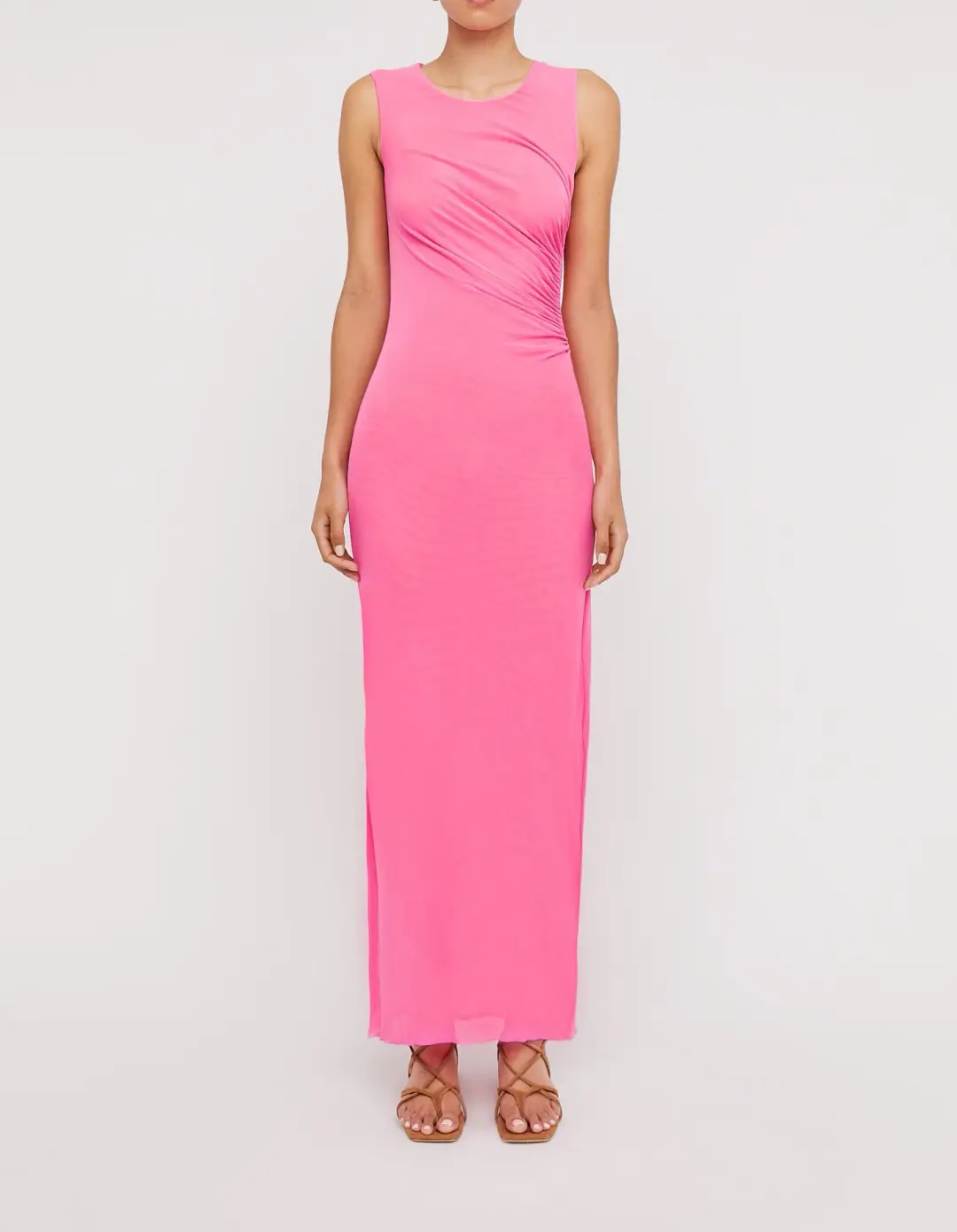 Scanlan Theodore Italian Mesh Gathered Dress Pink Size 4 / XXS for rent on The Volte - main image