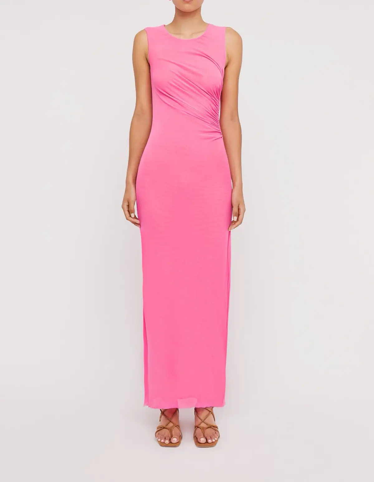 Scanlan Theodore Italian Mesh Gathered Dress Pink Size 4 / XXS - Image 1