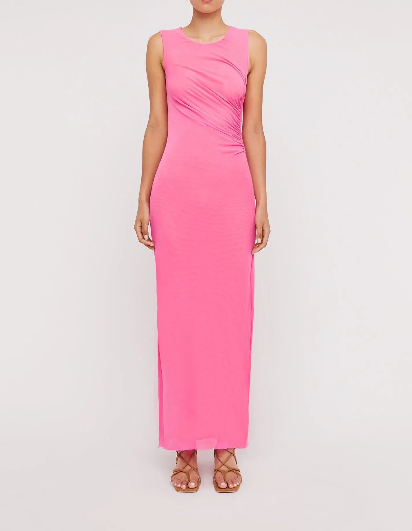 Scanlan Theodore Italian Mesh Gathered Dress Pink Size 4 / XXS - Image 1