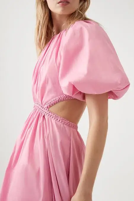 Aje Capucine Puff Sleeve Midi Dress Pink Size L / AU 12  - Image 3