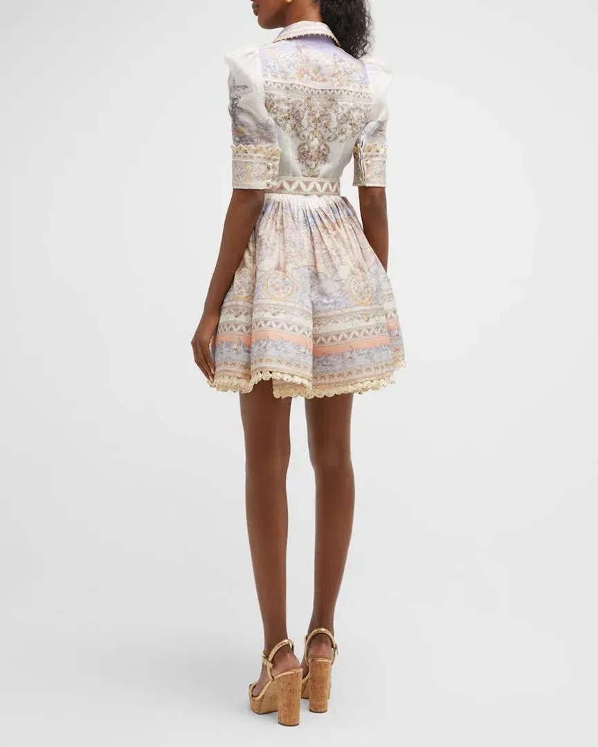 Zimmermann High Tide Mini Shirt Dress Odyssey Print Size 1 / Au 10 - Image 3