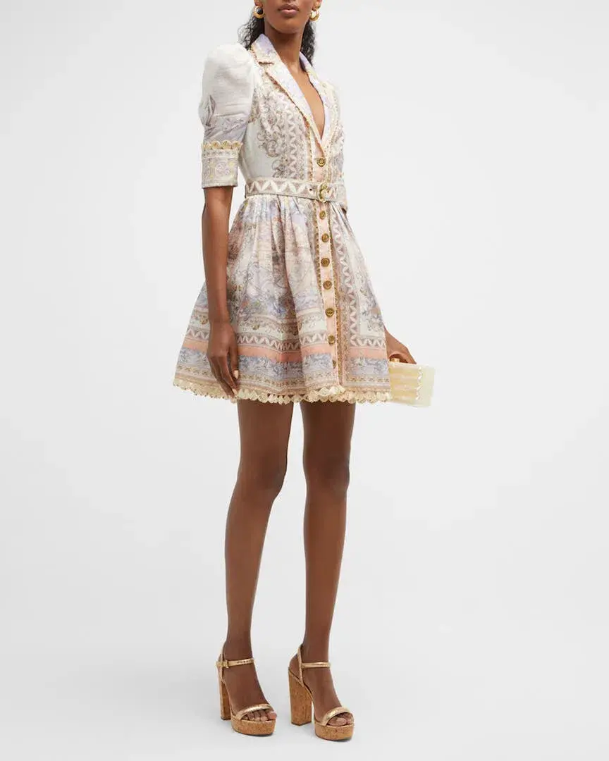 Zimmermann High Tide Mini Shirt Dress Odyssey Print Size 1 / Au 10 - Image 1