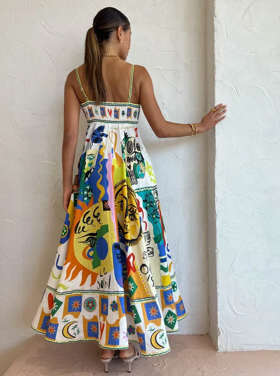 Alemais Soleil Sundress Ivory/Print Size 10 - Image 3