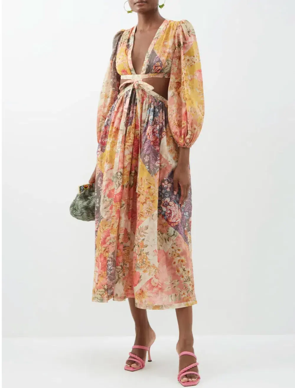 Zimmermann Pattie Patchwork Cutout Dress Floral Size 0 / AU8 - Image 4