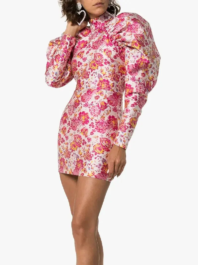 Rotate Birger Christensen  Number 1 Raspberry Rose Mini Dress Floral Size 10 - Image 2