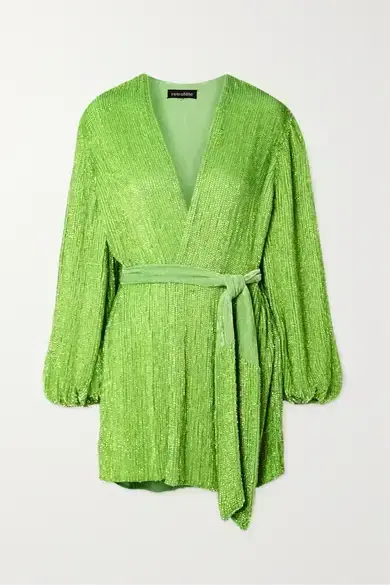 Retrofete Gabrielle Sequin Robe Lime Green Size AU 8 for rent on The Volte - main image