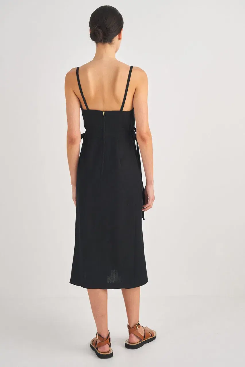 Oroton Linen Apron Dress Black Size AU 10 - Image 2