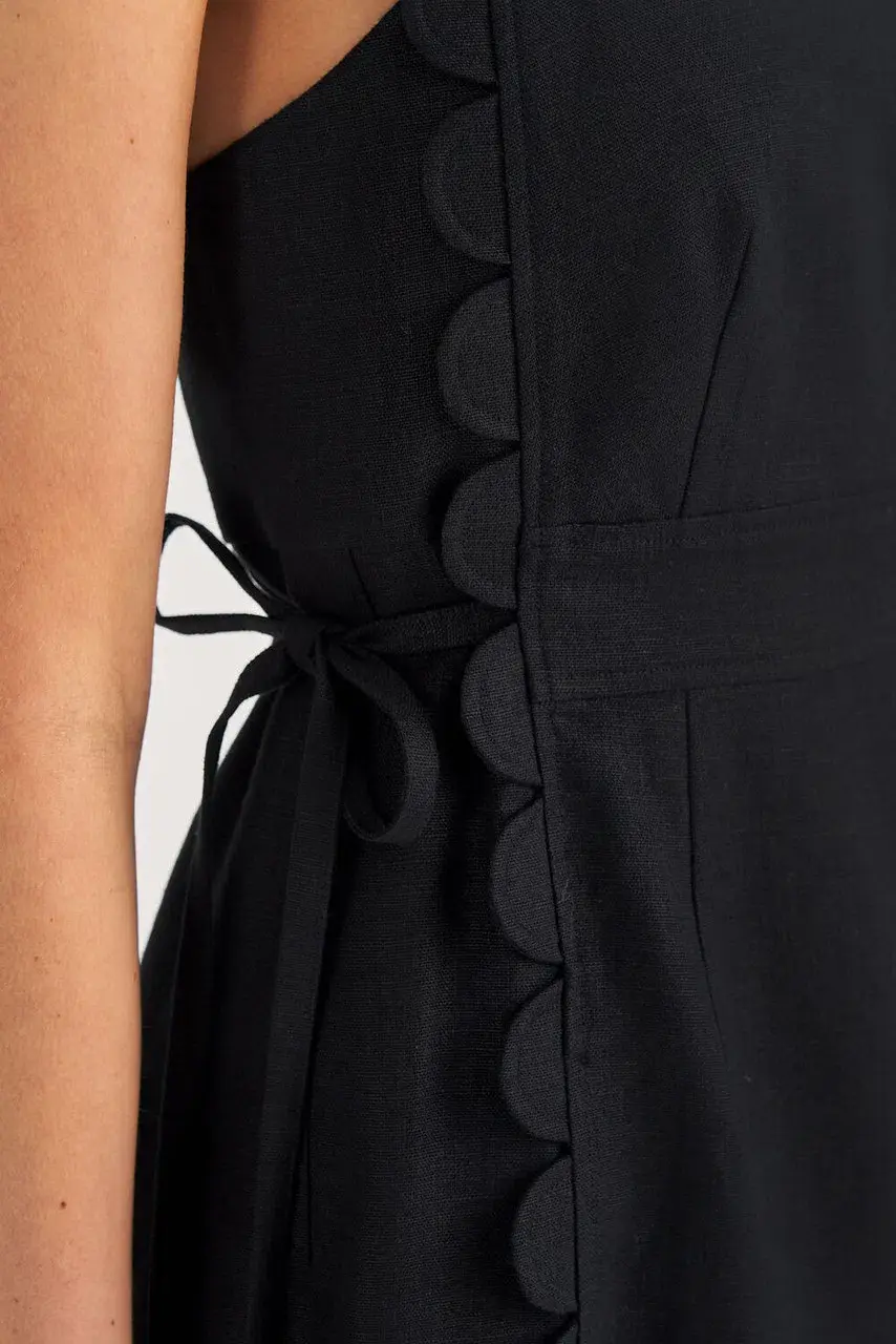 Oroton Linen Apron Dress Black Size AU 10 - Image 3